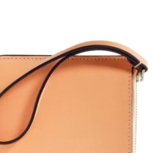 New Kate Spade Lucy Medium L-zip Wristlet Saffiano Leather Orange Cream - Picture 3 of 4